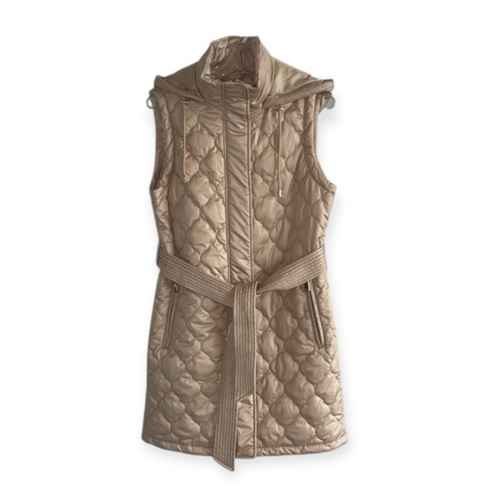 Kate Spade New York Full Zipper Soft Clay Quilted Full Zip Long Vest Small NWT